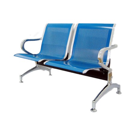 Bancă metalică de așteptare cu 2 locuri pe albastru Bancă metalică de așteptare cu 2 locuri pe albastru