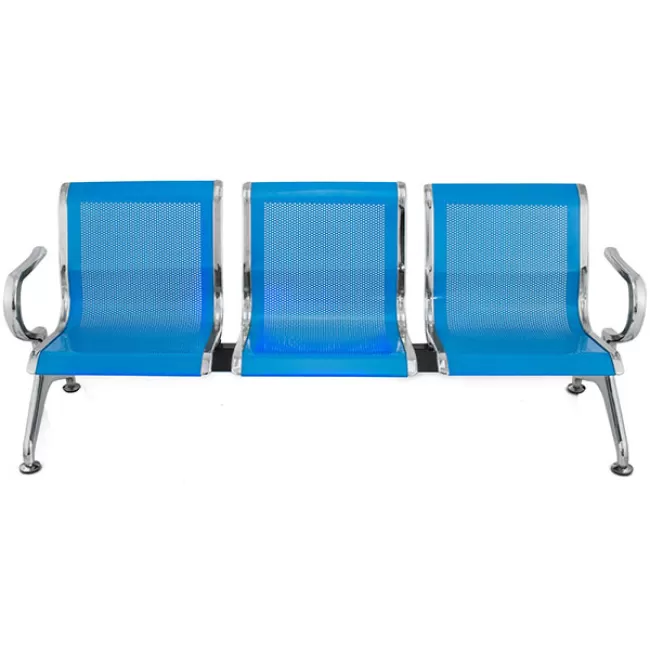 Bancă metalică de așteptare cu 3 locuri pe albastru 503