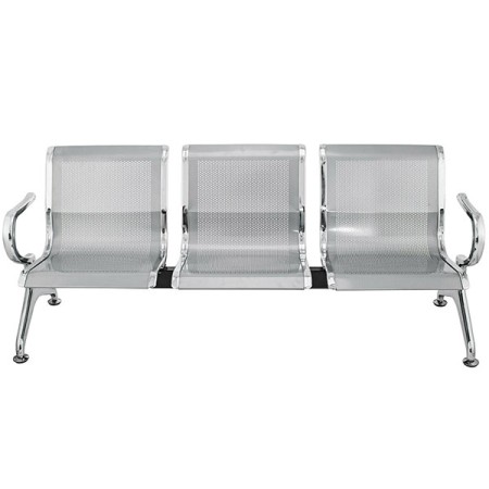 Bancă metalică de așteptare cu 3 locuri gri Bancă metalică de așteptare cu 3 locuri gri