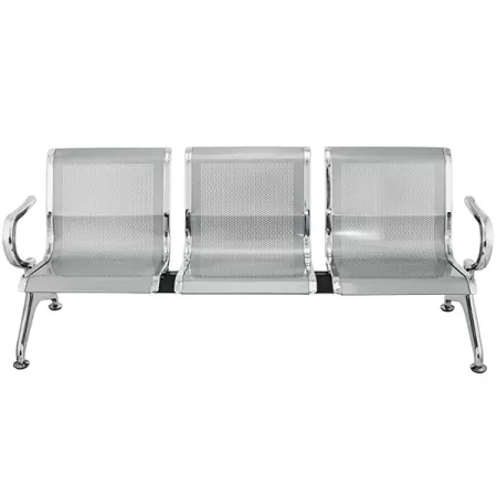 Bancă metalică de așteptare cu 3 locuri gri