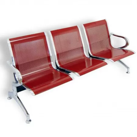 Bancă metalică de așteptare cu 3 locuri roșu