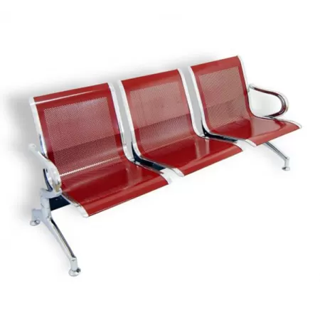 Bancă metalică de așteptare cu 3 locuri roșu