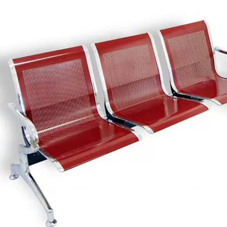 Bancă metalică de așteptare cu 3 locuri roșu