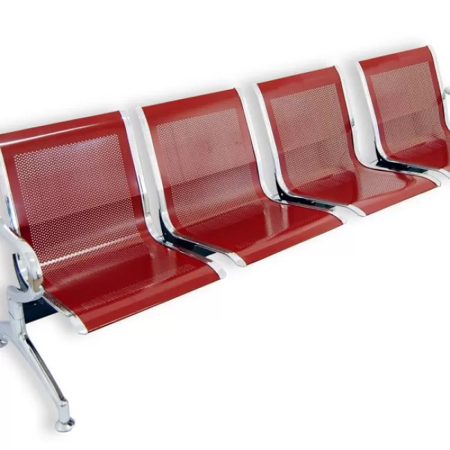Bancă de așteptare cu 4 locuri pe culoarea roșu 504
