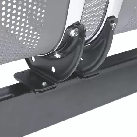 Bancă metalică pentru zone de așteptare cu 5 locuri pe roșu