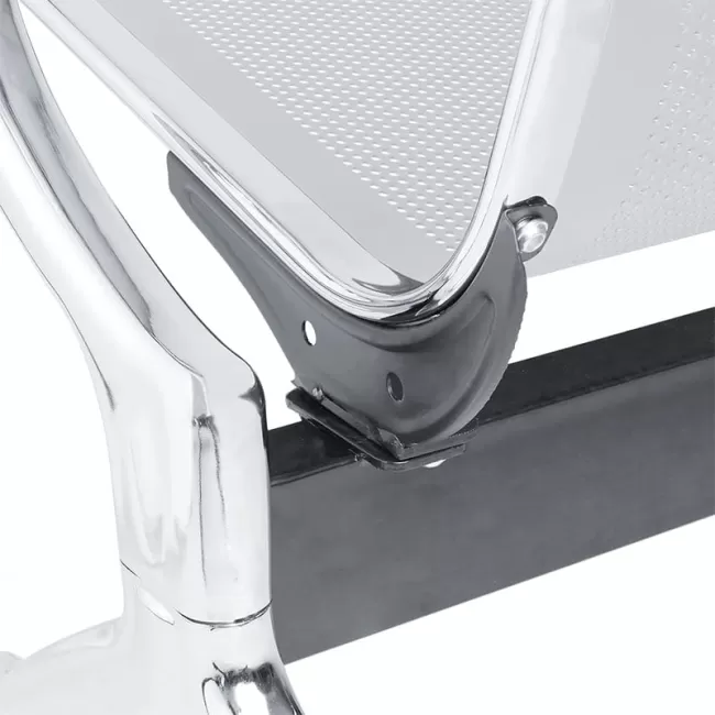 Bancă metalică pentru zone de așteptare cu 5 locuri pe roșu 505