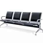 Bancă metalică cu 4 locuri șezut și spătar tapițat