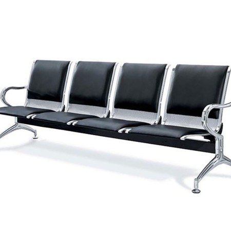 Bancă metalică cu 4 locuri șezut și spătar tapițat Bancă metalică cu 4 locuri șezut și spătar tapițat