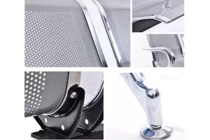 Montaj și prezentare bănci metalice cu 3 locuri