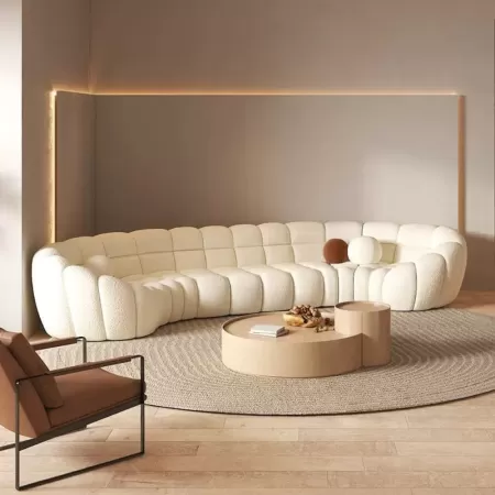 Colțar fix, semirotund din catifea, stofă sau piele eco