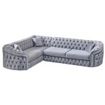 Colțar extensibil stil Chesterfield argintiu