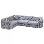 Colțar extensibil stil Chesterfield argintiu