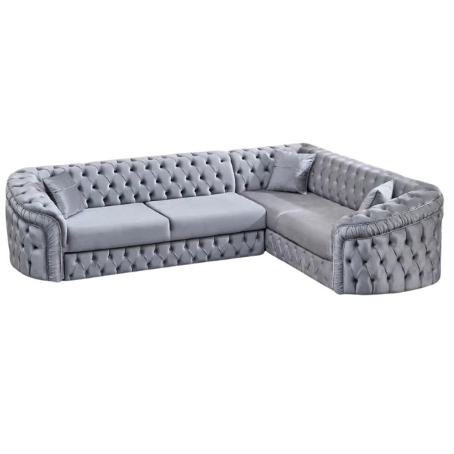 Colțar extensibil stil Chesterfield argintiu
