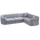 Colțar extensibil stil Chesterfield argintiu