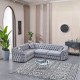 Colțar extensibil stil Chesterfield argintiu