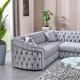 Colțar extensibil stil Chesterfield argintiu
