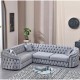 Colțar extensibil stil Chesterfield argintiu