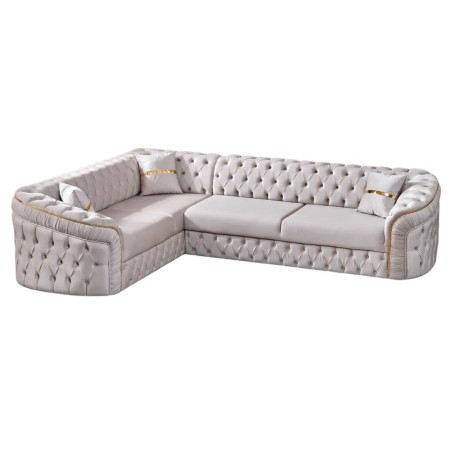 Colțar extensibil stil Chesterfield auriu