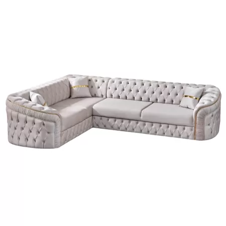 Colțar extensibil stil Chesterfield auriu