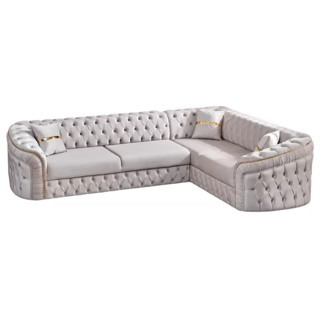 Colțar extensibil stil Chesterfield auriu