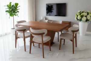 Set elegant de masă și scaune cu spătar curbat