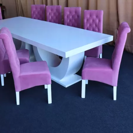 Masă cu 10 scaune medina din catifea roz