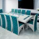 Set masă cu 12 scaune pe culoarea turcoaz cu alb