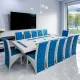 Set masă cu 12 scaune pe culoarea albastru cu alb