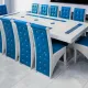 Set masă cu 12 scaune pe culoarea albastru cu alb