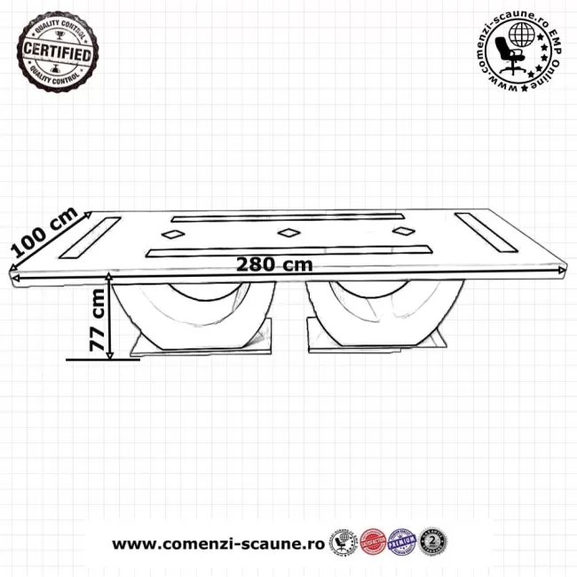 Masă living cu 12 scaune culoare negru cu alb