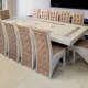 Set masă cu 12 scaune pe culoarea bej cu alb