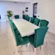 Masă cu 12 scaune elegante, catifea verde