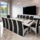 Set masă cu 12 scaune piele eco negru cu alb