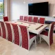 Set masă cu 12 scaune pe culoarea roșu cu alb