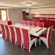 Set masă cu 12 scaune pe culoarea roșu cu alb