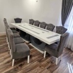 Masă cu 12 scaune Royal catifea gri Masă cu 12 scaune Royal catifea gri