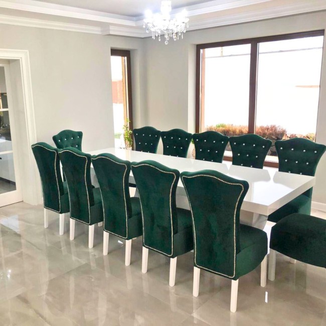 Set masă cu 12 scaune royal din catifea verde