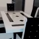 Masă bucătărie cu 6 scaune culoare alb cu negru