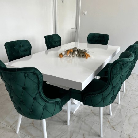 Set masă și 6 scaune Chicago, verde smarald Set masă și 6 scaune Chicago, verde smarald