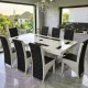 Set masă cu 8 scaune pe culoarea negru cu alb