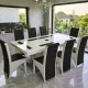 Set masă cu 8 scaune pe culoarea negru cu alb