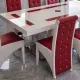 Set masă cu 8 scaune pe culoarea roșu cu alb