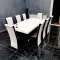 Masă bucătărie cu 8 scaune pe negru cu alb