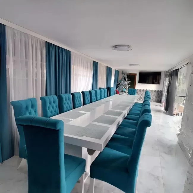 Masă cu 12 scaune Medina turcoaz