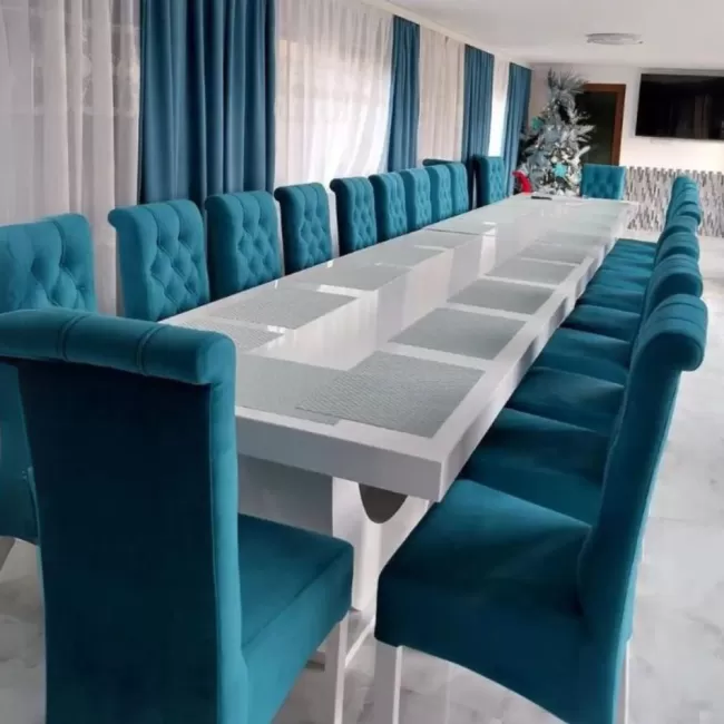 Masă cu 12 scaune Medina turcoaz