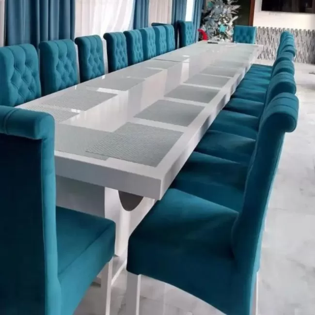 Masă cu 12 scaune Medina turcoaz