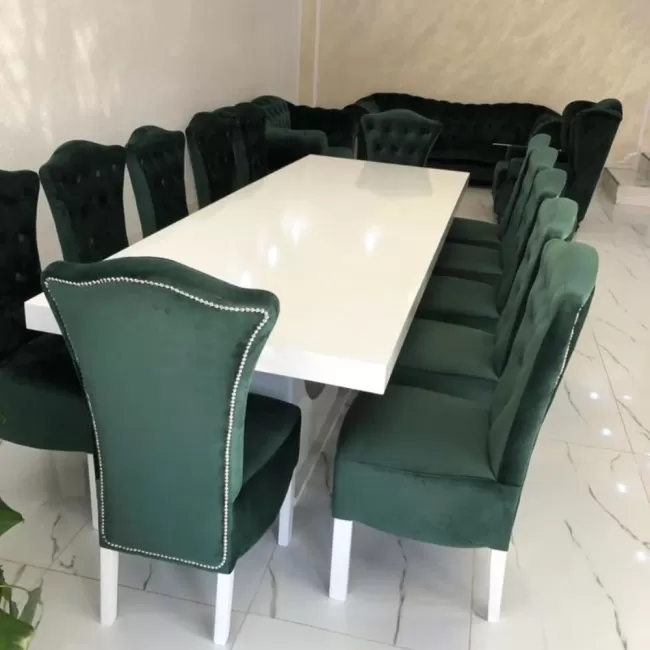 Masă cu 12 scaune Royal verde smarald