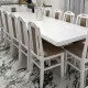 Set masă cu 12 scaune vintage, culoare Alb+Maro
