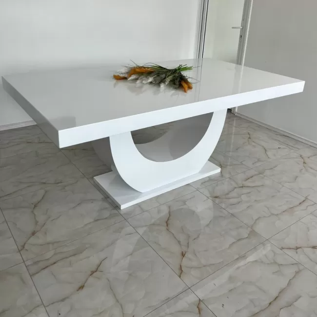 Masă bucătărie alb lucios din MDF de 180 cm