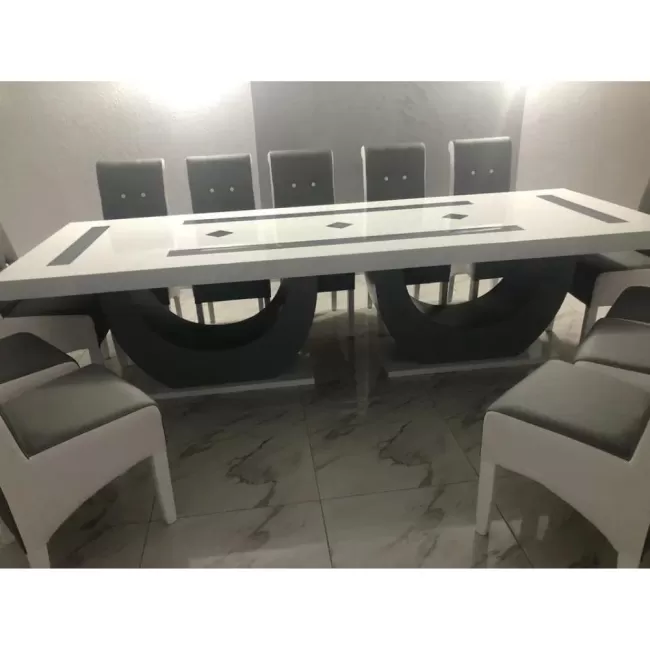 Masă fixă alb cu gri din MDF 250 cm